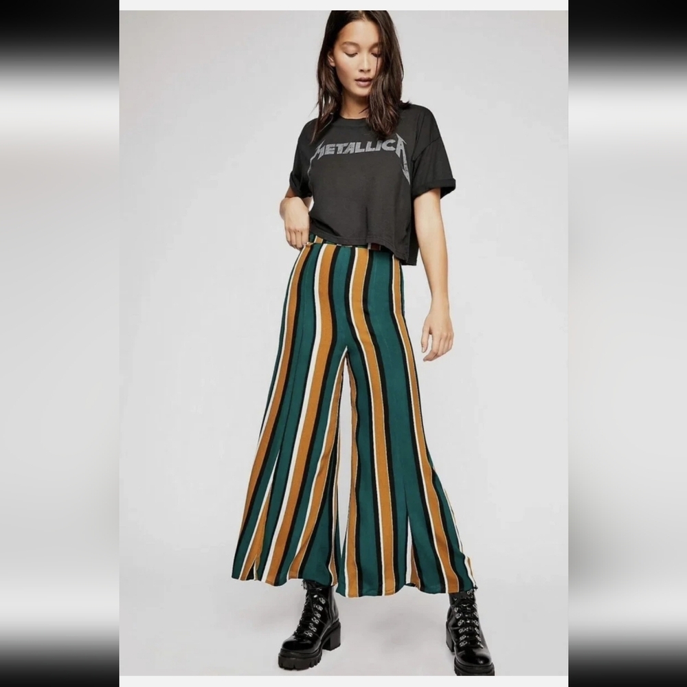🆕️ Free People Wild And Free Wide Leg Pants Striped Size 4